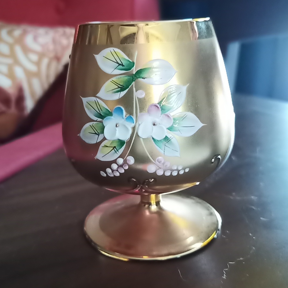 2-Vintage Borske Czech Republic 24 Kt Gold Overlay Brandy Snifter Hand P… - Picture 4 of 7